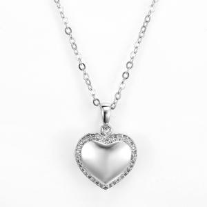 China 3.15g 925 Silver CZ Pendant Rhodium Valentines Day Heart Pendant factory