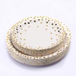 100 Biodegradable Gold Dot Paper Plates