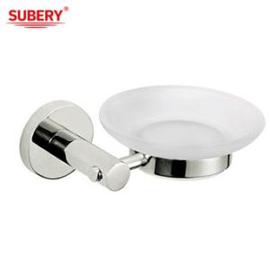 China Glass Bathroom Soap Dish Holder Polished Chrome Oem Classical Round Design factory