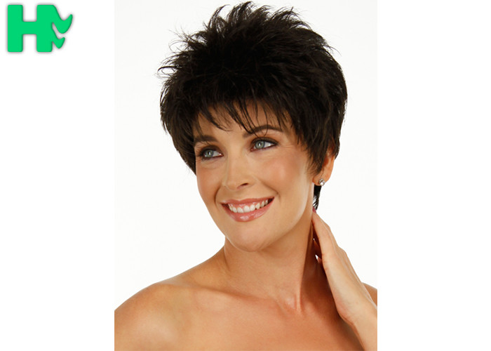 Natural Straight Wave Short Style Synthetic No Weft Full Hair Wig