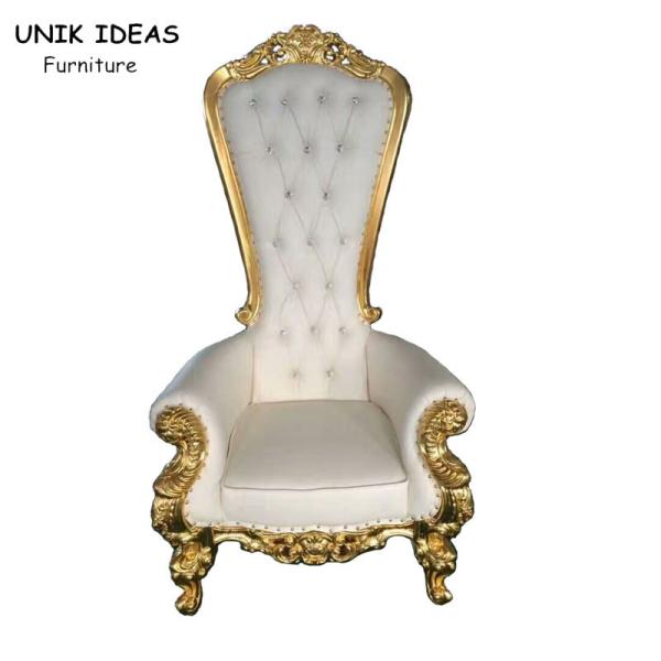 High Back Gold King Bride And Groom Wedding Throne Chairs For Rent 1750x520x550m