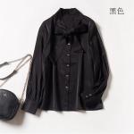 Round collar and long sleeves chiffon shirt for women clothing