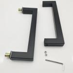Hotel 8 inch Black Matte D type Stainless Steel 304 Glass Door Handle for Shower