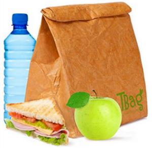 China Recycled Reusable Brown Paper Tyvek Insulated Lunch Bag Washable Lightweight factory