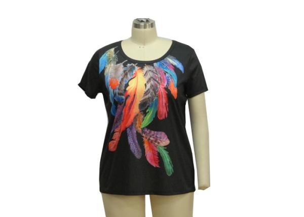 Colourful Women'S Half Sleeve T Shirts , Ladies Summer T Shirts Digital Feather