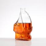 Fancy Super Flint Glass Boat Shaped Bottle 500ml 750ml with Hot Stamping Surface