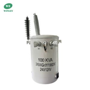 China Pole Mounted Transformer Overhead Distribution Oil immersed Single Phase 100KVA 34500V Manufacturer factory