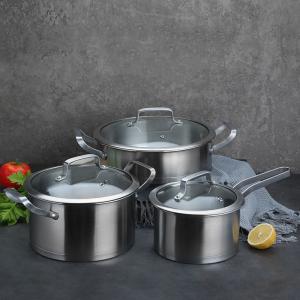 China Best Selling Silver Kitchen Sauce Pot Soup Pot Fry Pan Cooking Pot Set With Stainless Steel Handle factory