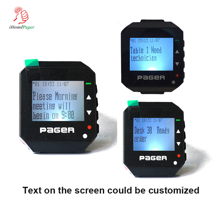 New trendy products customize alphanumeric wireless call system smart watch pager used for hotel or factory