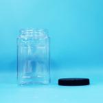 Transparent Packaging Jars Square Shape Plastic PET Black Lid For Food Candy