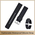 Fashion 20mm Black Silicone Watch Strap With Stainless Steel 201L Buckle