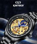 KINYUED popular stainless steel classical automatic luminous hands mens