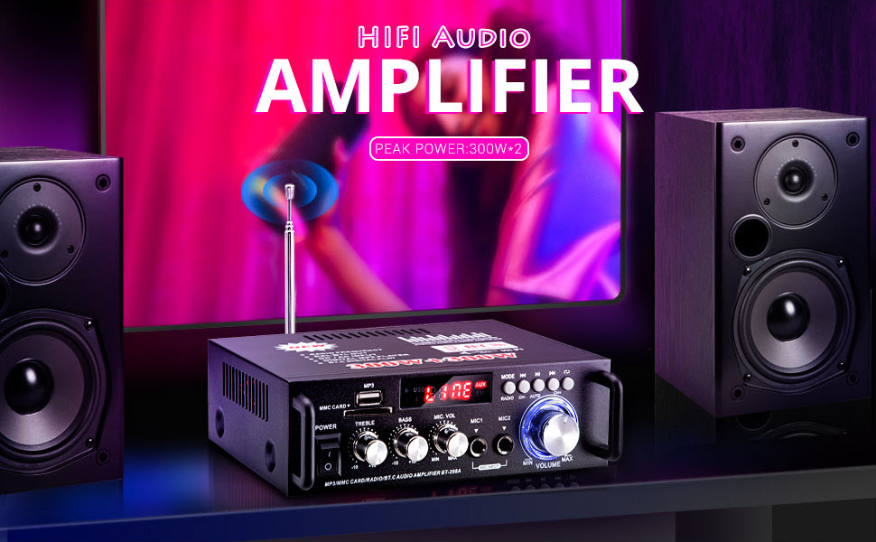 2 Channels 2.0 LCD Display 300W 300W Digital HIFI Audio Stereo Power Amplifier for Sound