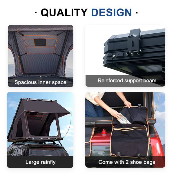 Weatherproof Triangle Roof Top Tent Hard Shell Camper With 300gsm Polyester Fabric 212x131x155cm Open Size