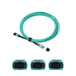 China OM3 8/12/24 Cores MPO MTP Fiber Optic Cable , 3.0mm , MM 50/125 , Aqua factory