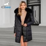 Luxurious Real Fox Fur Collar Mid Length Down / Cotton Jacket With Oblique