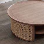 Vintage Solid Wood Rattan Round Coffee Table 80*80*40 For Hotel Hall