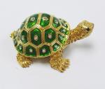 gold plated metal double turtle trinket jewelry box good quality turtle trinket