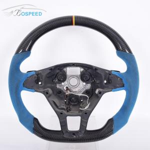 China Trichromatic Stripe Blue Alcantara Vw Golf R Steering Wheel Real 3K Carbon Fiber on sale