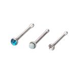 Surgical Stainless Steel Nose Stud Jewelery 20G 0.8mm White Opal Gem