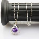 Women Jewelry 8mm x10mm Garnet Cubic Zircon Pendant Necklace (P36 )
