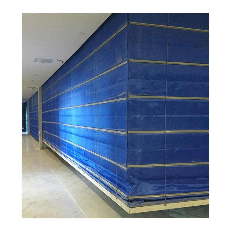 Blue Inorganic Fire Roller Shutter Surface Finished Automatic Opening Style