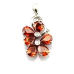 18K Gold Plated Sterling Silver Jewelry Yellow Cubic Zircon Flower Pendant ( P39