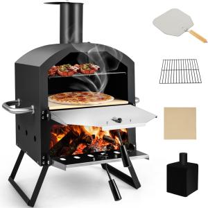 China Waterproof Cover Included 2-Layer Wood Fired Pizza Oven with 30*30*1.0cm Pizza Stone factory