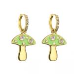 Cute Enamel Gold Plated Drop Earring Mushroom Dangle Earrings