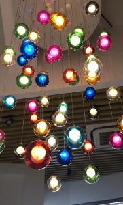China Stair Long Glass Ball Hanging Lamp LED Ceiling Light Creative Home Lighting Modern Chandelier factory