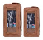 Mobile Phone Bag Retro Pattern Double Zipper Multifunction Leather Wallet