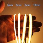 Cutting Flexible Cob Led Strip 3mm 5mm 90 Ra Single Color Linear Light