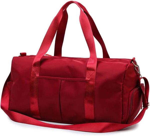 Red Large Sports Gym Weekender Training Swim Yoga Travel Bag with Wet Pocket and