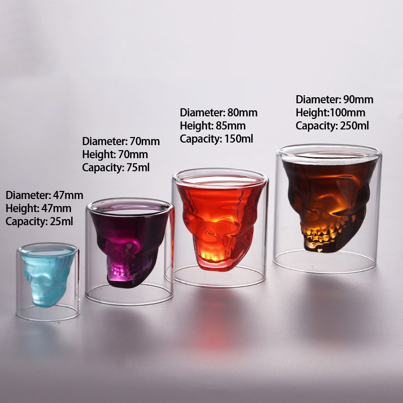 Cylinder 150ml Skull Shaped Bar Borosilicate Wine Glasses