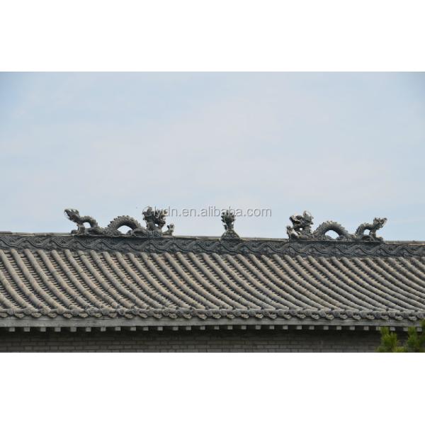 Traditional Chinese Temple Clay Roofing Tiles Accessories 6% Water Absorption For Traditional Building Material