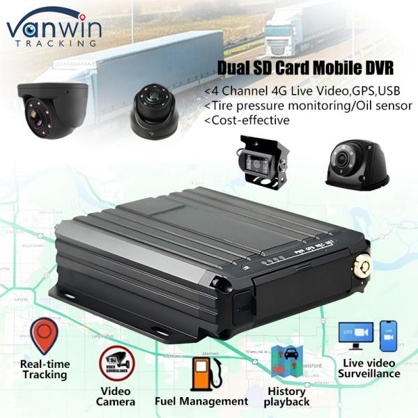 4CH 1080P Dual SD Card Mobile DVR Support Oil Sensor 4G Real Time Video