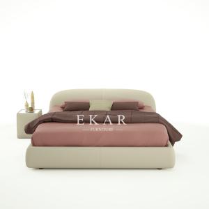 China Linen Fabric Pictures of Wood Double Bed Room Furniture factory
