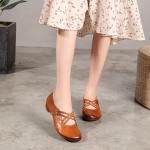 S502 Retro Ethnic Style Handmade Leather Women'S Shoes Fashion New Simple Velcro
