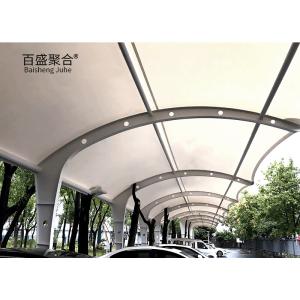 China Snow-Resistant Single Cantilever Carport Metal Canopy with Fabric Membrane Fabric factory