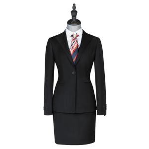 China Womens Plus Size Business Suits V-neck Skirt and Blazer Set for Formal Office Wear factory