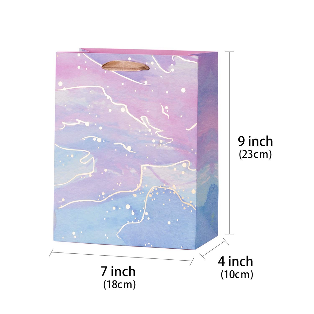 Designer Folding Glossy Shopping Paper Bag With Ribbon Handle and Gravure Printing
