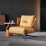 Coffee Shop Brown Leather Leisure Chairs With Black Legs