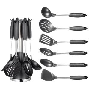 China TPR Handle Stainless Steel Kitchen Utensils Spoons for Home and Kitchen Accessories factory