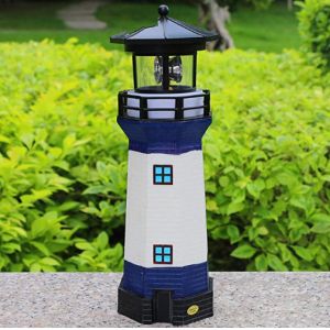 Weather Proof 12 Inch Garden Lighthouse Rotating Light