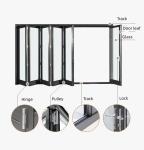 Exterior Aluminum Glass Folding Door Soundproof Air Tight Glass Patio Folding