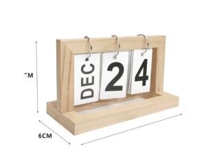 China Office Home Wooden Calendar Stand Perpetual Desktop Decoration Flip Calendar Stand factory