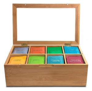 trend selling bamboo tea bag organizer tea boxes for sale with detachable divider