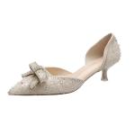 6868-3 European And American Sexy Pointed Pump High Heels Bowknot Rhinestone
