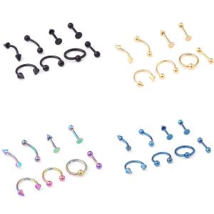 China 16G Titanium Anodized Stainless Steel Body Jewelry Helix Piercing Ear Eyebrow Nose Lip Captive Rings Freeshipping factory