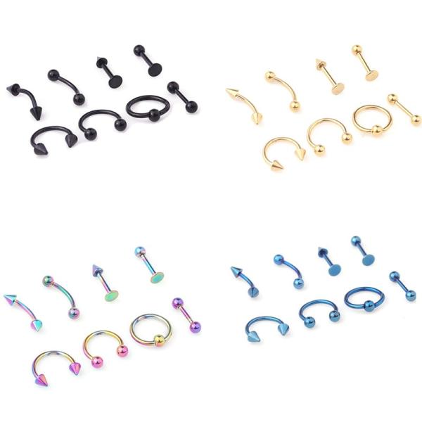 16G Titanium Anodized Stainless Steel Body Jewelry Helix Piercing Ear Eyebrow